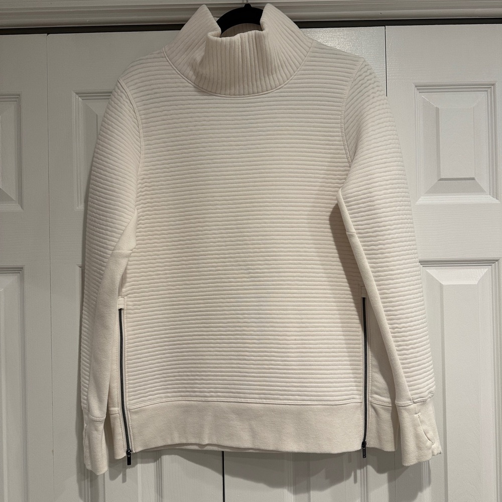 All in Motion Cream Cowl Neck Sweater with Ribbed Knit